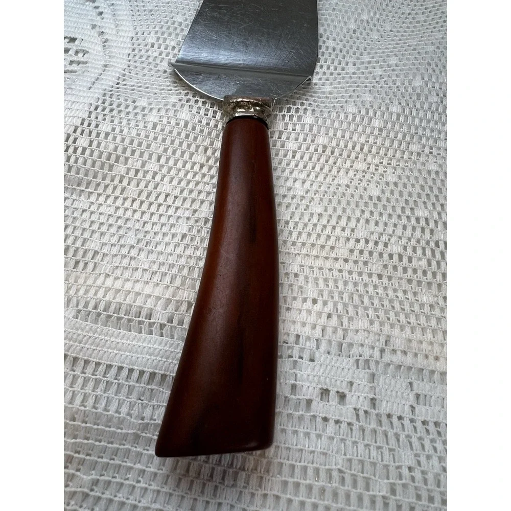 Pie Server Cake Slicer Stainless Steel Marbled Bakelite Style‎ Handle Vintage